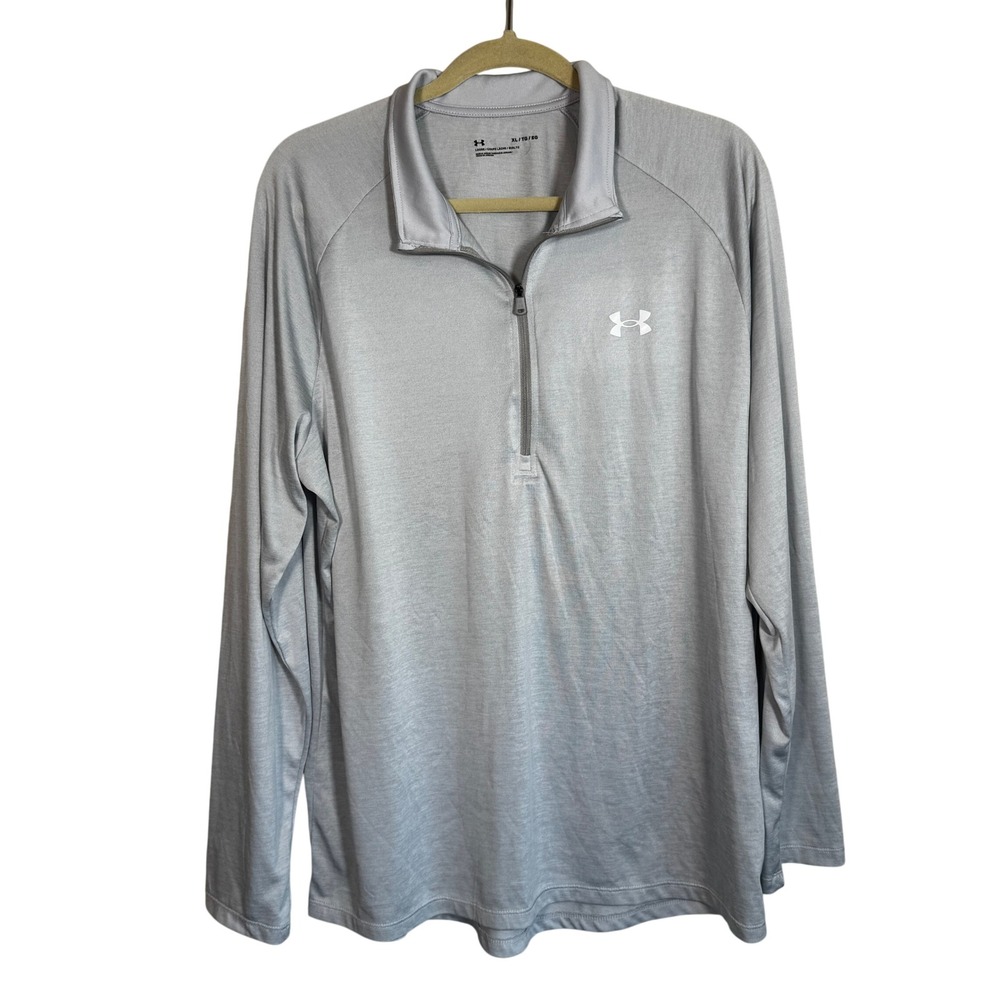 Under Armour Mens Tech 2.0 1/2 Zip Pullover Gray Long Sleeve Shirt XL 1328495